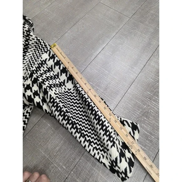 Zara Coat Womens Small Black White Houndstooth Wool Blend Long Tweed Overcoat - Picture 12 of 15